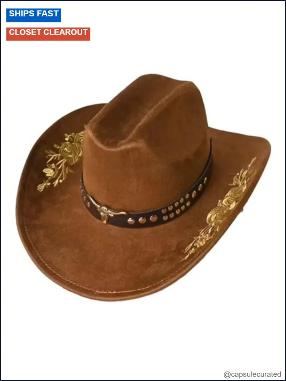 Western Cowboy Hat Felt Floral Wide Brim for Women Men Rodeo Costume